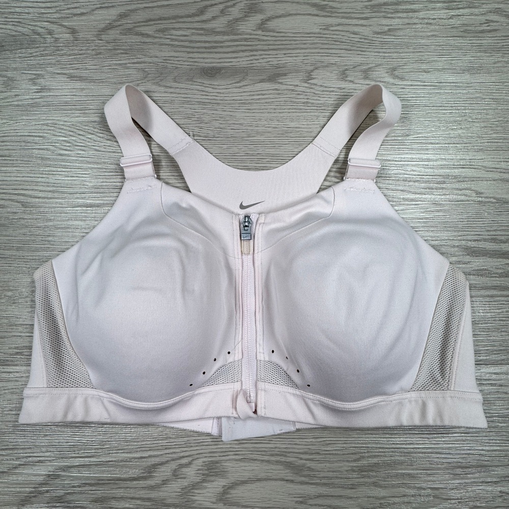 Nike Women Sports Bra Alpha Dri-FIT High Support‎ Front Zip Pink XL (C-E)
